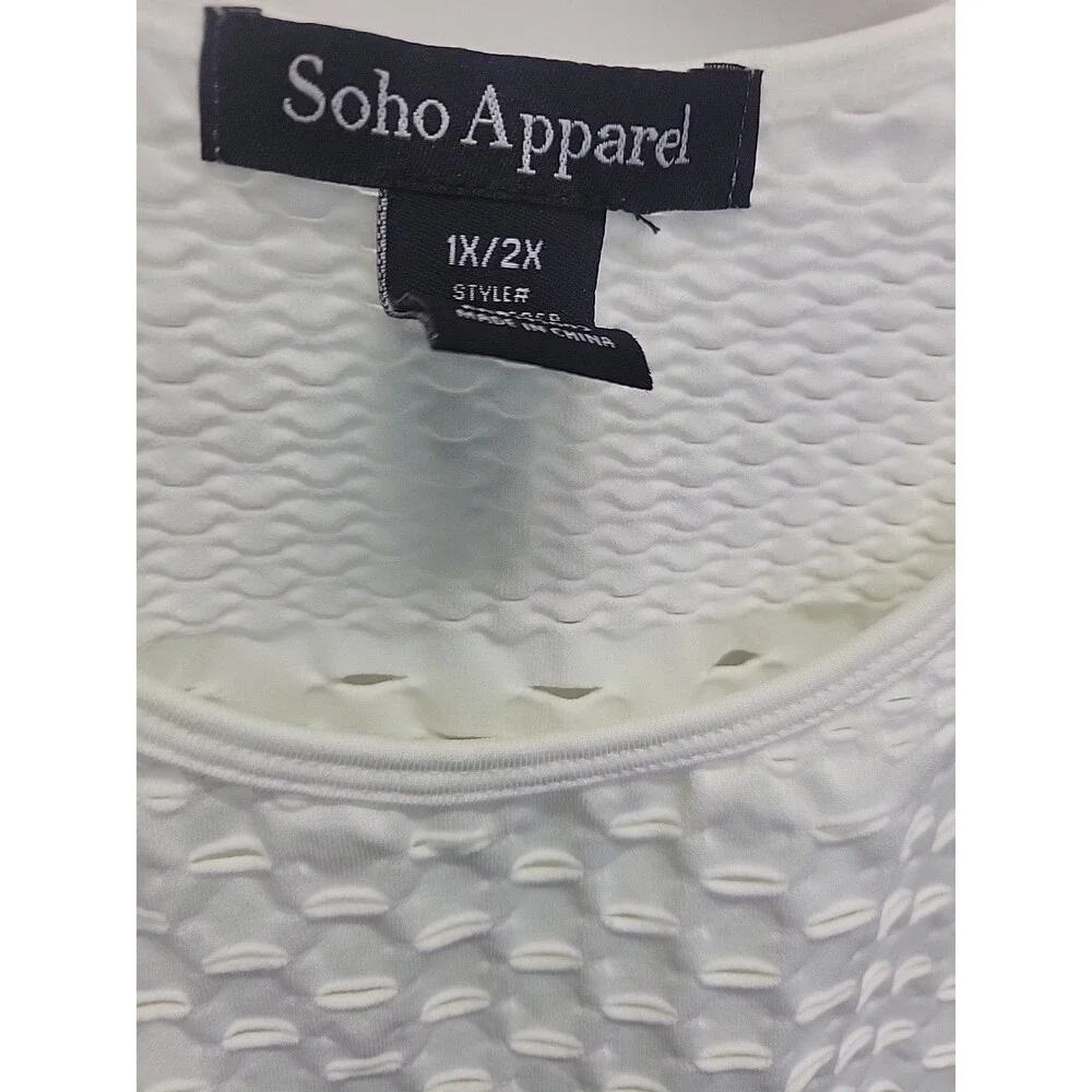 Soho Apparel White Textured‎ Cropped Top Shirt 1x/2x
